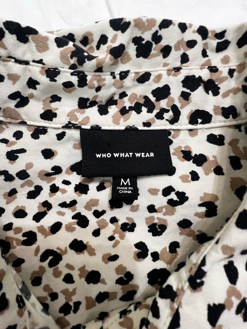 Who What Wear Leopard Print Button Front Shirt Dress Cotton Short Sleeve M - Picture 5 of 7